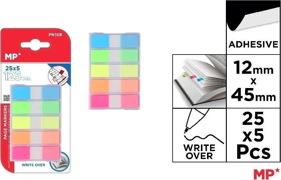 Idest Zakładki indeksujące 12x45mm 5x25szt