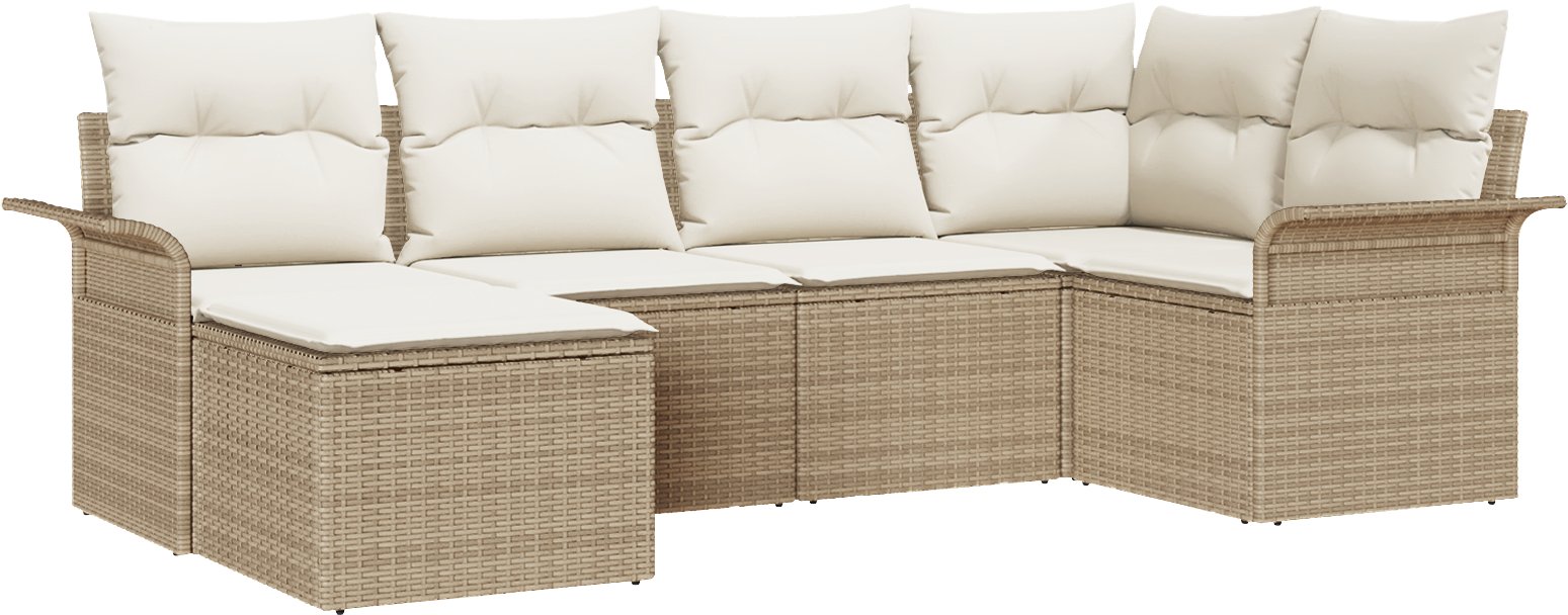 Zestaw 6-częściowy sofy ogrodowej z poduszkami Beżowy Polirattan