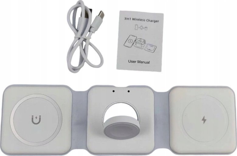 Ładowarka . ECOBOX ŁADOWARKA MAGSAFE BEZPRZEWODOWA BIAŁY 3w1 15W