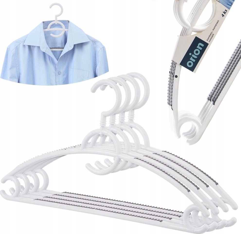 Orion Wieszaki na ubrania białe obrotowe antypoślizgowe 4 szt.
