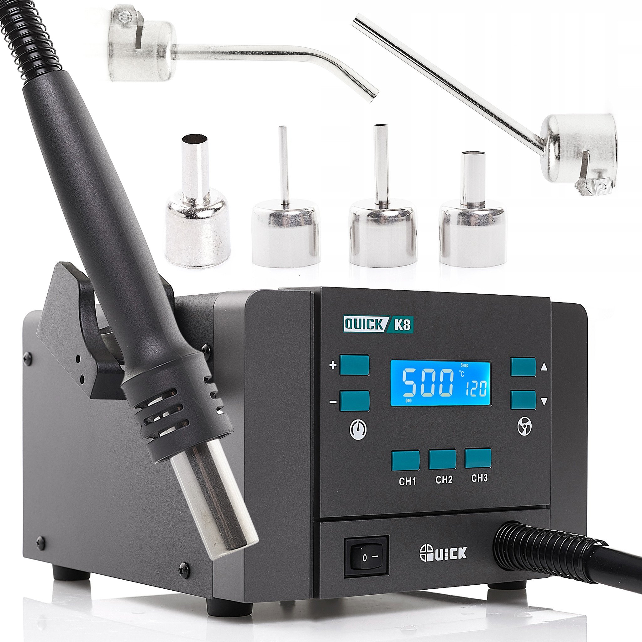 Stacja Lutownicza Hot-Air Gorące Powietrze Spawarka Plastiku Quick K8 6 Dysz