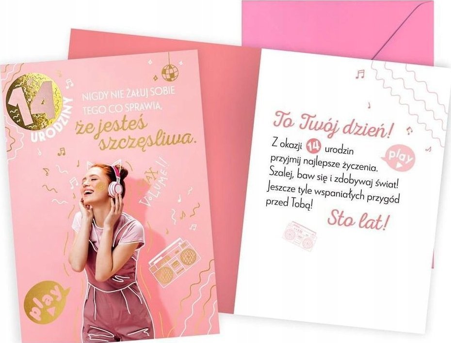 KUKARTKA KARNET V 14 URODZINY DZIEWCZYNA