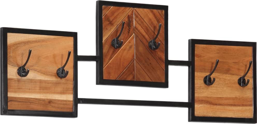 vidaXL Wieszak na płaszcze, 90x1x35 cm, lite drewno akacjowe i żelazo