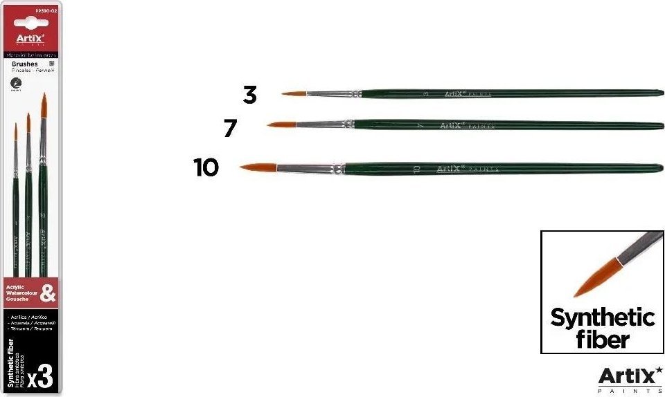 Pędzle syntetyczne 3szt