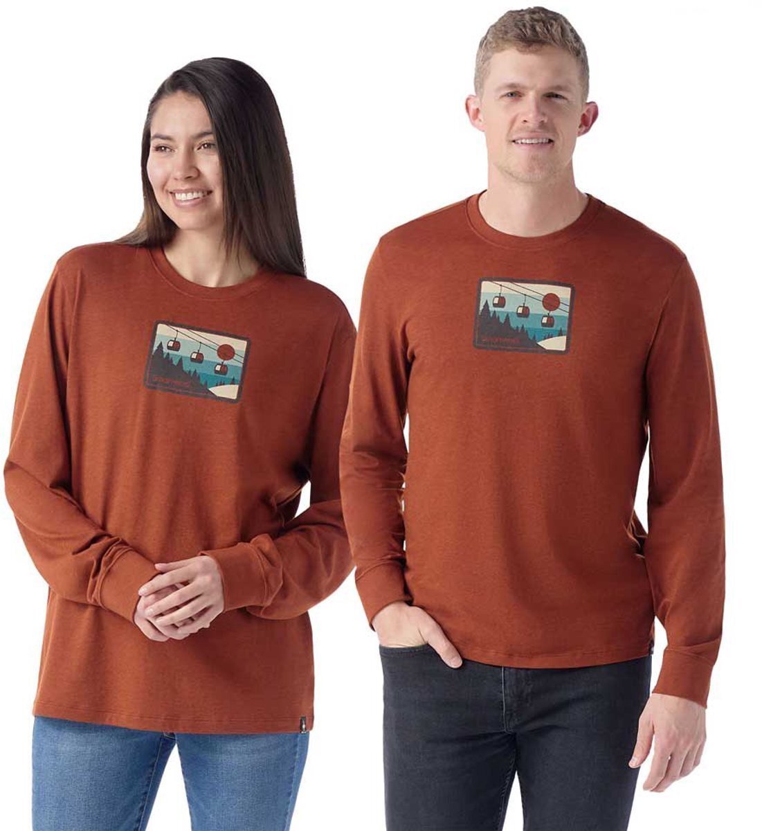 U'S Gondola Ride Graphic Long Sleeve Tee, L87 | pecan brown, S