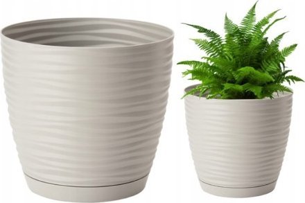 Form-Plastic Doniczka z podstawką okrągła plastikowa jasnoszara 10,7x11cm