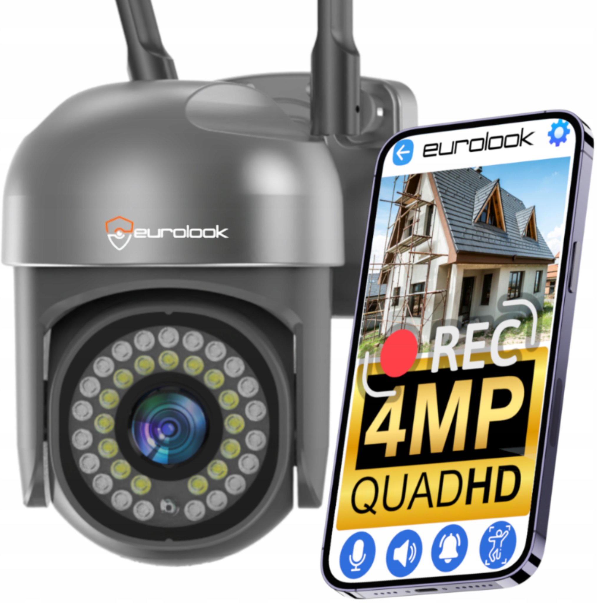 Bezprzewodowa Obrotowa Kamera WIFi 4MPx Quad HD Tuya Smart Powiadomienia IR