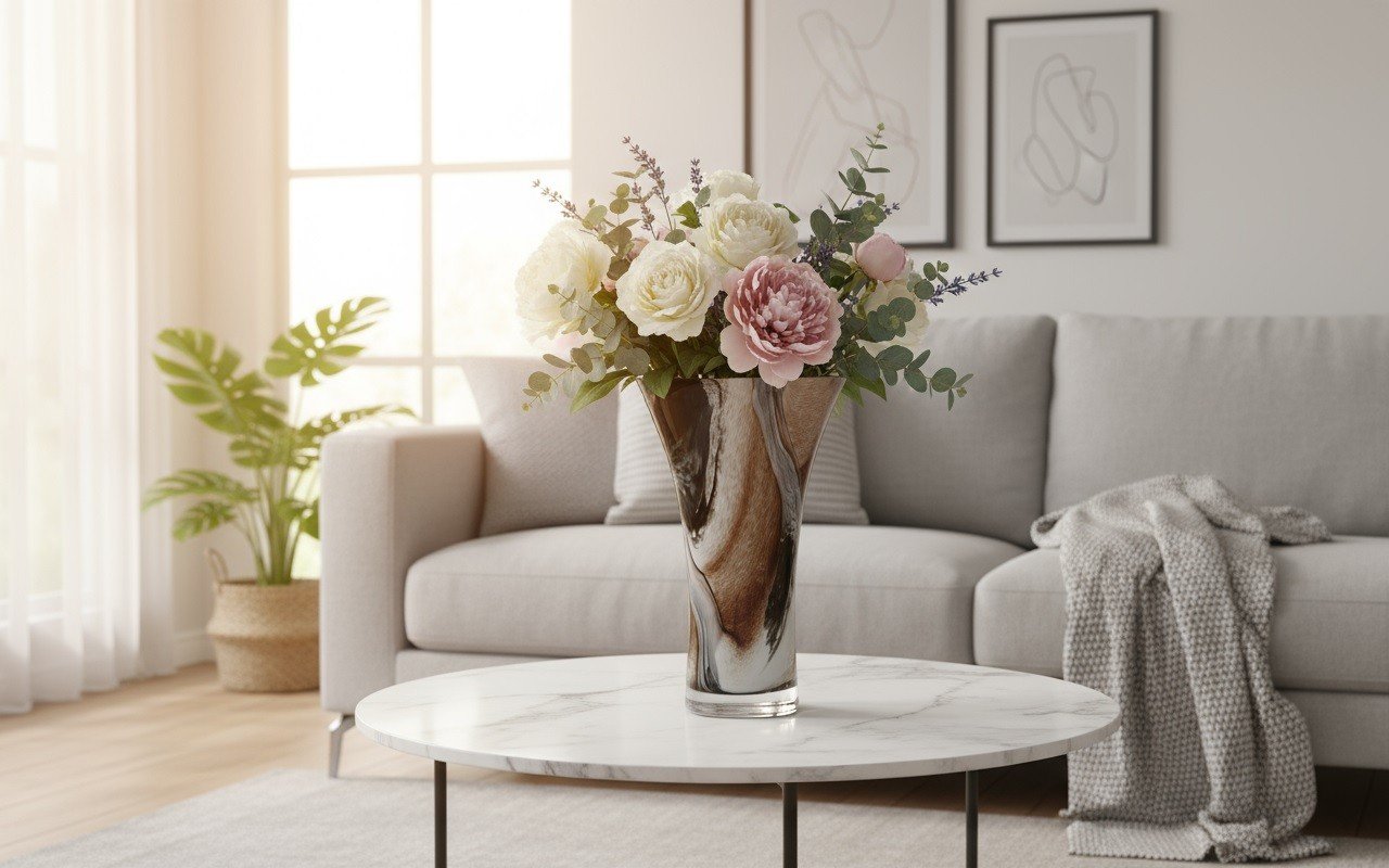 Wazon szklany 28 cm brązowo-czarny 2310/C269