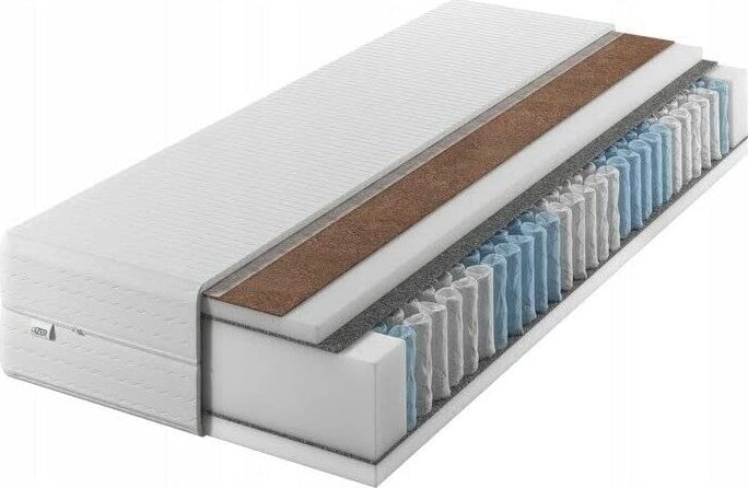 Materac sprężynowy DIAMOND PLUS 180x190 24cm | Dwustronny H3/H4 | KOKOS | 7 stref | Rdzeń ze sprężyn kieszeniowych | Pikowany pokrowiec