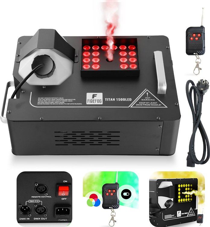 Wytwornica dymu pionowego LED 1500W Titan1500LED pilot DMX/ Firefog one size