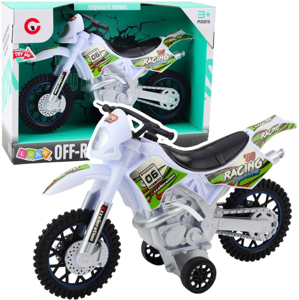 Motor Crossowy Off-Road Napęd Światła Dźwięki Biały