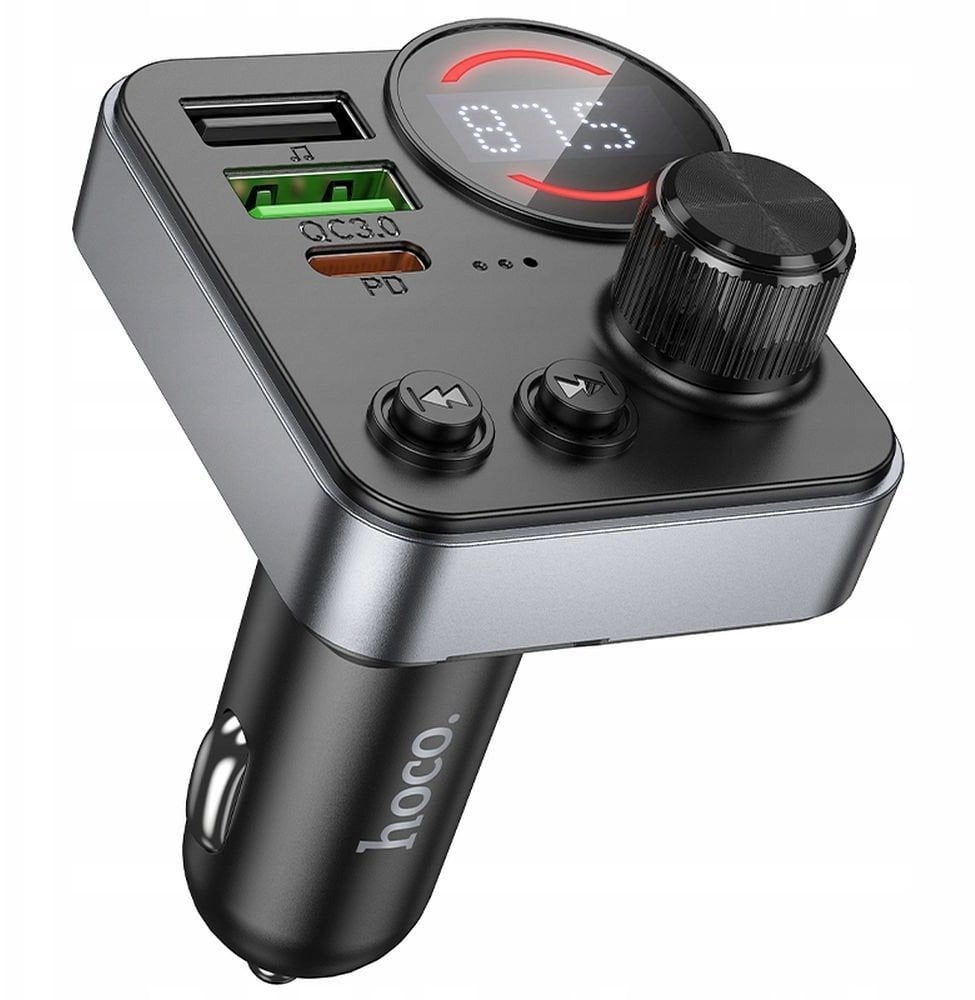 Transmiter samochodowy bluetooth Hoco 2 x USB A + USB C QC3.0 PD 48W E86 czarny