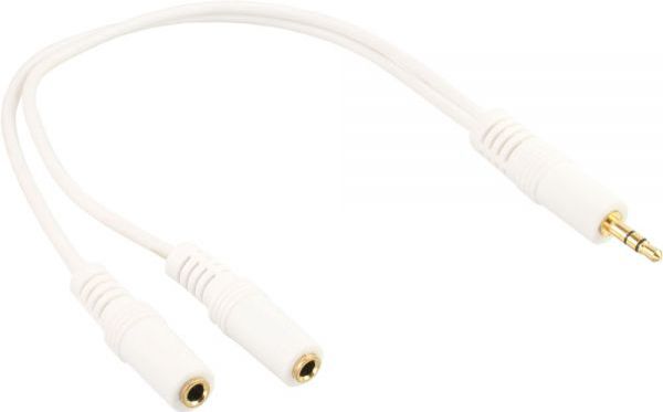 Kabel InLine Jack 3.5mm - Jack 3.5mm x2 0.1m biały (99300G)