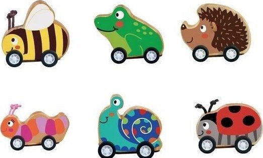 Cass film Drewniany Samochodzik z Napędem Zwierzęta MIX