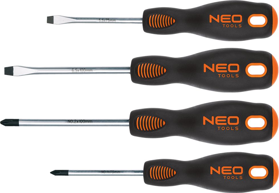 Neo Zestaw wkrętaków krzyżakowych i płaskich 4 sztuki (04-204)