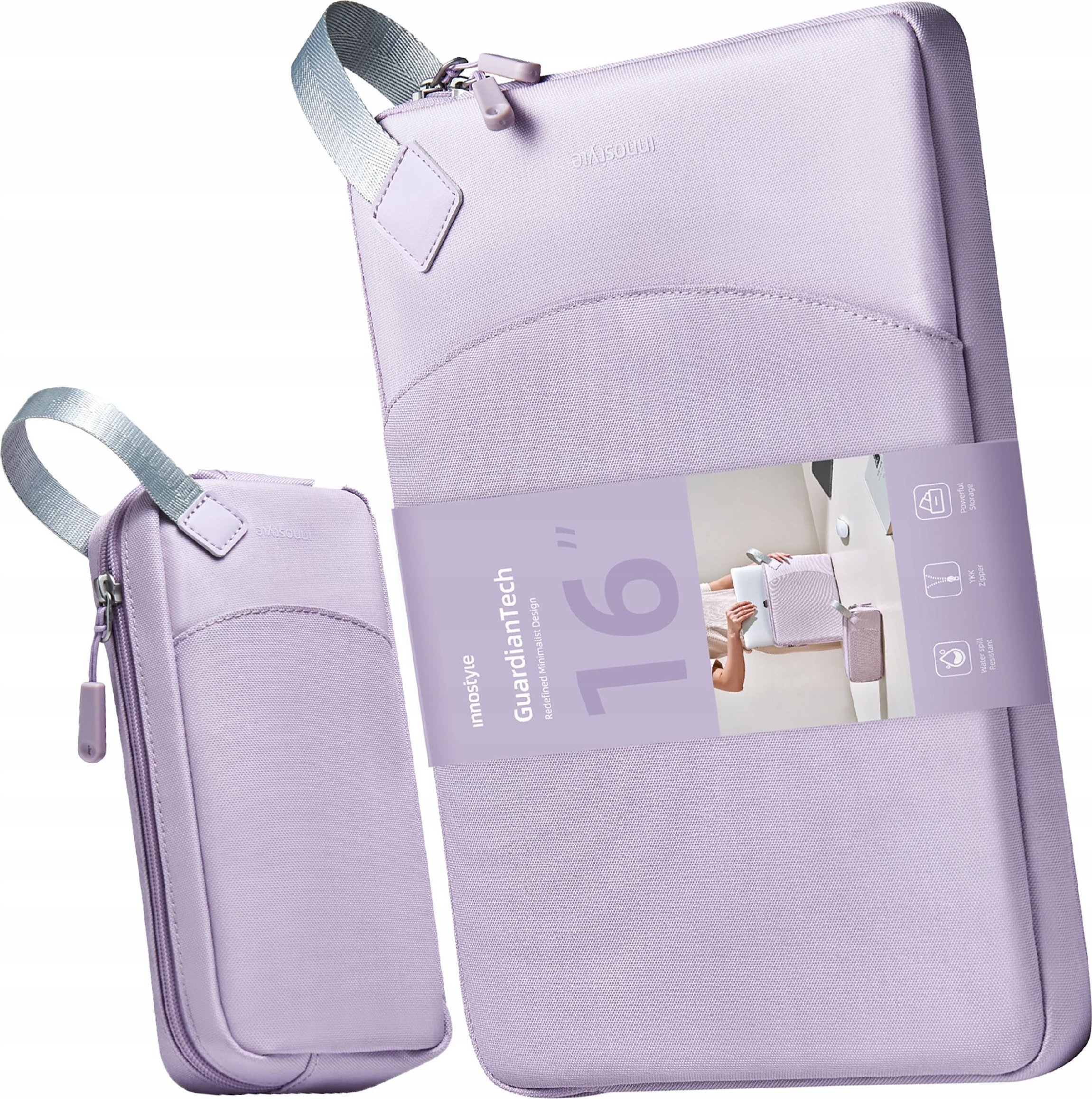 Torba Innostyle INNOSTYLE ZESTAW TORBA NA LAPTOPA 16 WODOODPORNA + ETUI NA GADŻETY FIOLET