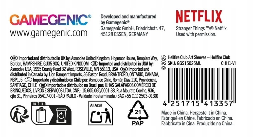 Gamegenic Stranger Things - Premium Art Sleeves - Hellfire Club