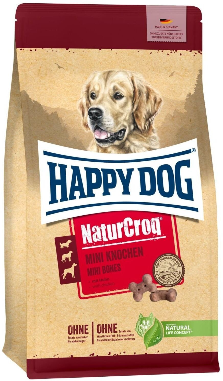 Happy Dog Mini kości, kostki z kurczakiem, przysmak dla średnich i małych psów, 500g