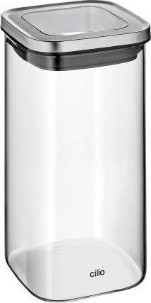 Cilio Pojemnik kuchenny, szkło borokrzemowe/stal nierdzewna, 10 x 10 x 19 cm, 1,35 l / Cilio