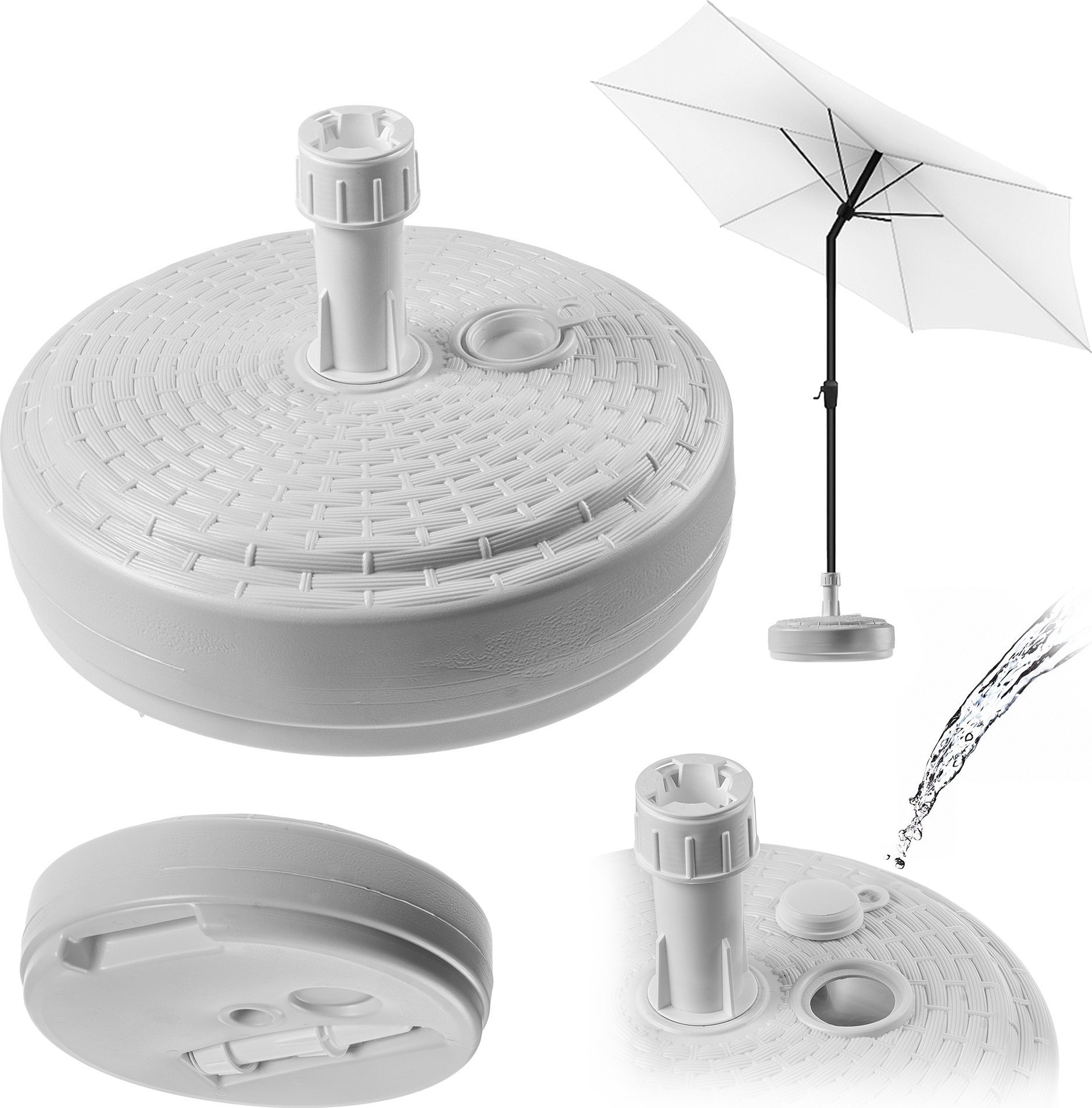 Kadax KADAX Podstawa Parasola Stojak Pod Parasol Ogrodowy Okrągły 39cm Obciążnik Biała