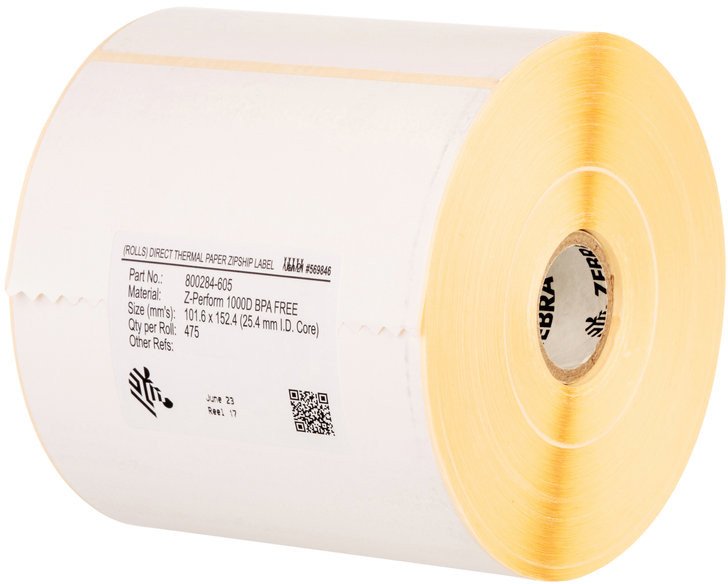 Label, Paper, 57x32mm; Thermal Transfer, Z-Perform 1000T, Uncoated, Permanent Adhesive, 76mm Core