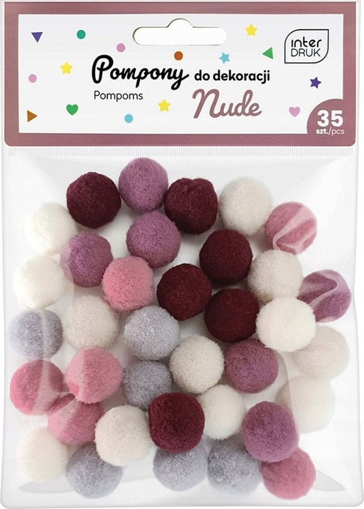 Pompony do dekoracji 35 sztuk Nude