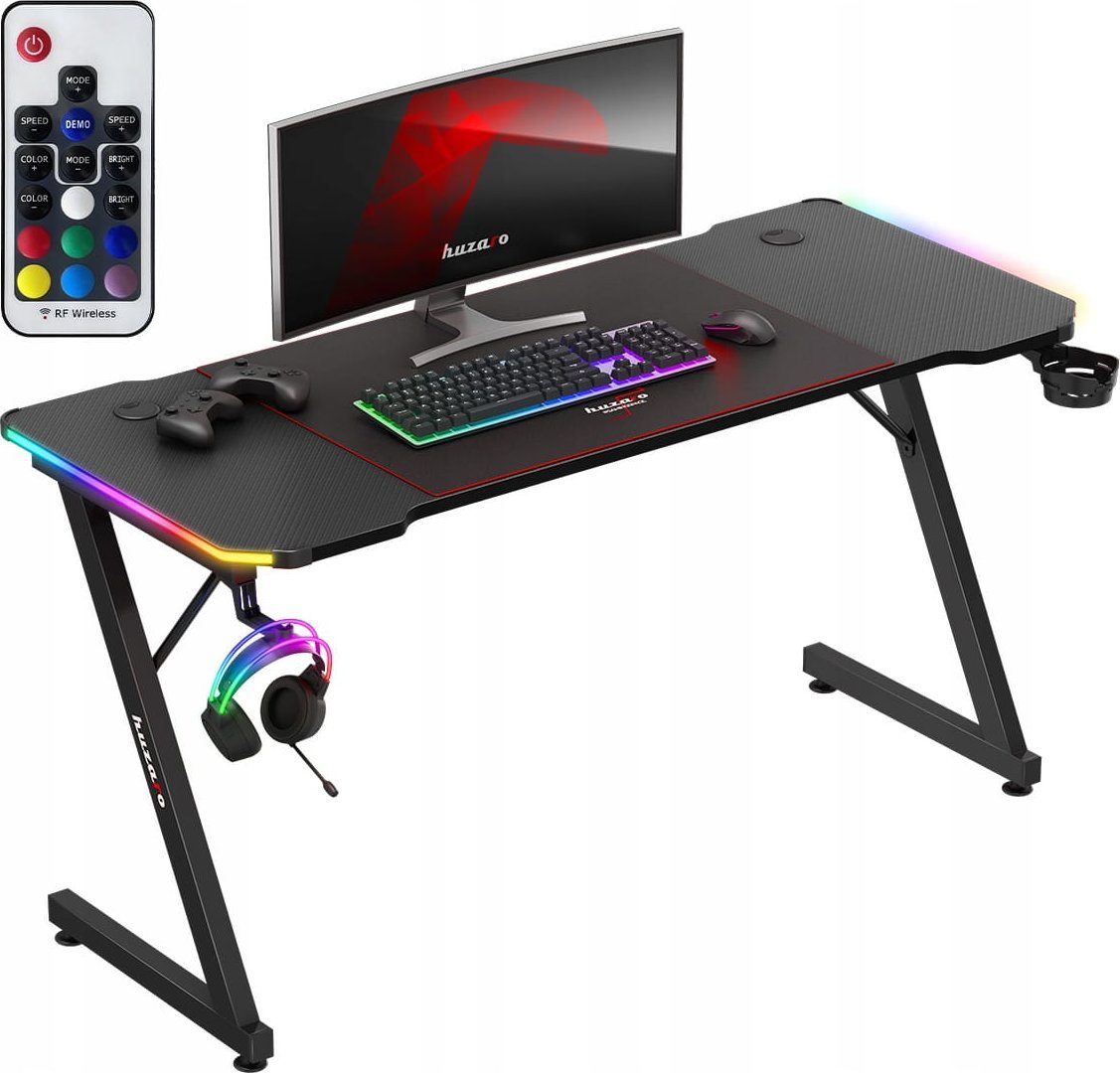 Biurko Huzaro Biurko Gamingowe Komputerowe Huzaro Hero 3.3 Rgb Led + Podkładka Xxl