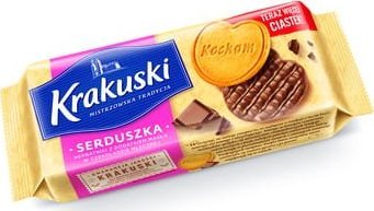 Krakuski Herbatniki Serduszka w czekoladzie mlecznej 171g