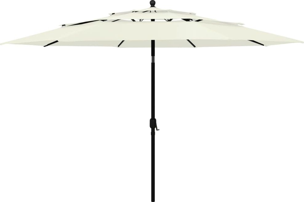 vidaXL 3-poziomowy parasol na aluminiowym słupku, piaskowy, 3,5 m
