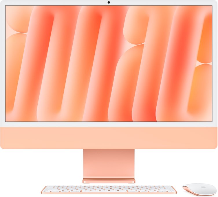 APPLE iMac Z1EW 59,62cm 23,5Zoll Standardglas M4 10C CPU/10C GPU/16C N.E. 16GB 512GB SSD Gbit Eth MM MaKey TID DE Orange