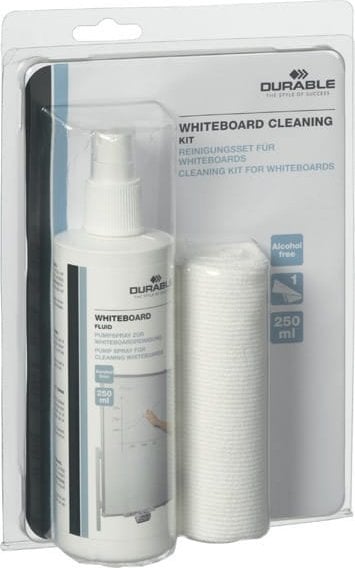 Durable PŁYN DO CZYSZCZENIA TABLIC SUCHOŚCIERALNYCH SPRAY 250ml ŚCIERECZKA Z MIKROFIBRY DURABLE WHITEBOARD CLEANING KIT