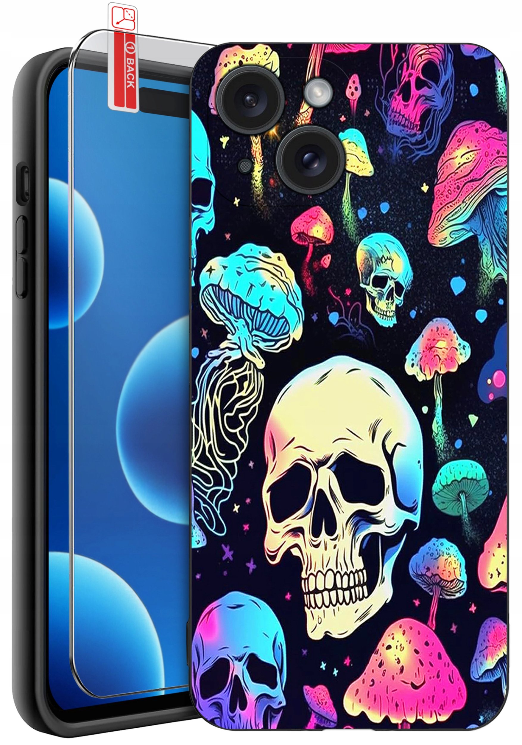 ETUI do iPhone 15 | WZORY | SILIKONOWE MATT CASE + SZKŁO 9H