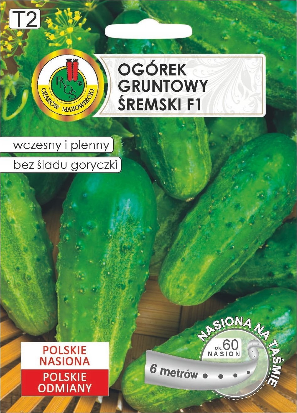 Ogórek ŚREMSKI F1 60 Nasion na Taśmie 6m Wczesna odmiana do konserwowania