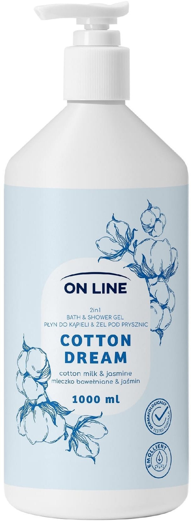 ON LINE Płyn do kąpieli i żel pod prysznic 2w1 Cotton Dream 1000 ml