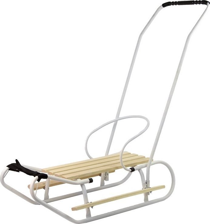 LeanToys Sanki Metalowe z Pchaczem Oparcie Pasek Białe