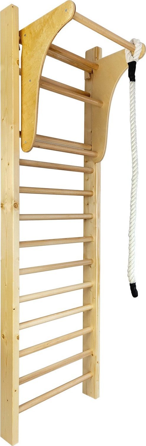 UnderFit Drabinka gimnastyczna Leon 240 x 80 cm drewniana + drążek + lina