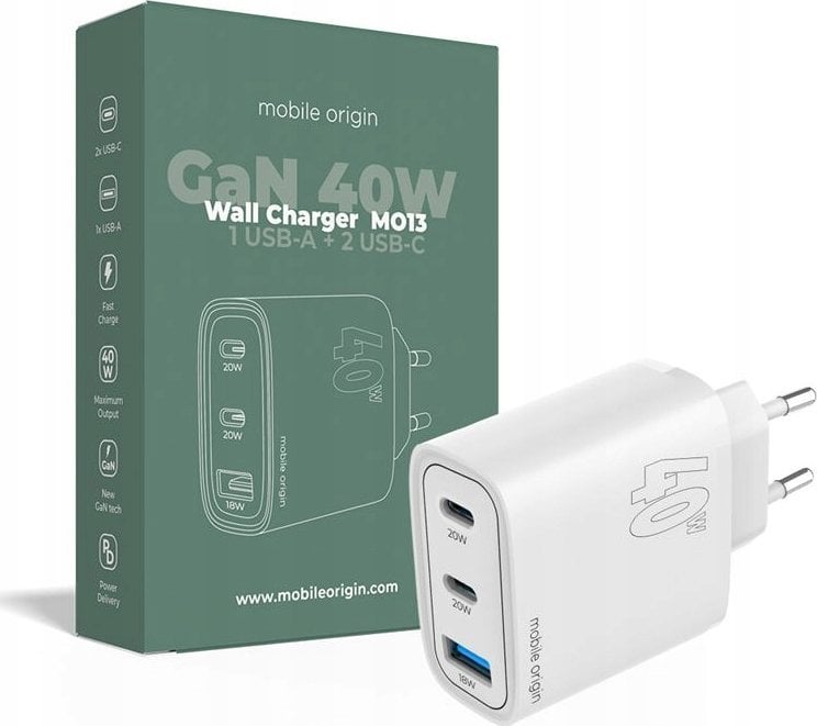 Ładowarka Mobile Origin MO13 1x USB-A 2x USB-C 3 A (FRL-GAN40W-MO13)