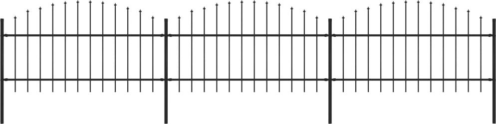 vidaXL Panele ogrodzeniowe z grotami, stal, (1-1,25) x 5,1 m, czarne
