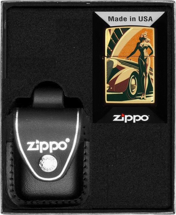 Zestaw ZIPPO Zapalniczka VINTAGE CAR AND WOMEN DESIGN Prezentowy No3