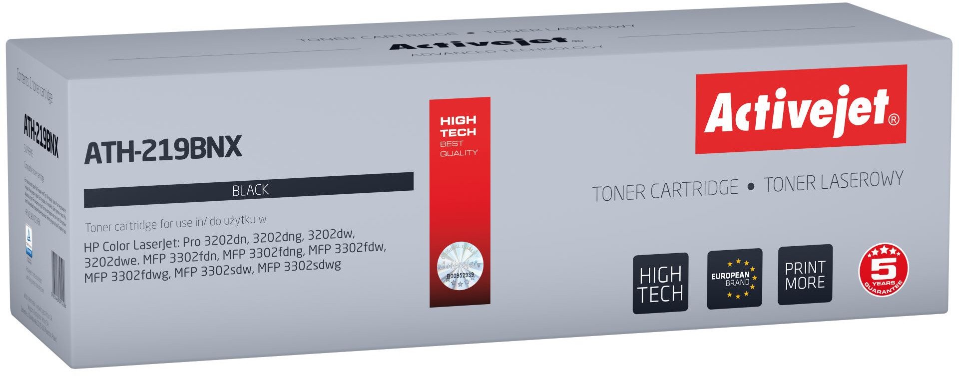 Activejet ATH-219BNX Toner (zamiennik HP 219X W2190X; Supreme; 3200 stron; czarny) z chipem