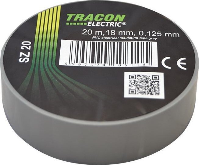 Tracon Electric Taśma izolacyjna 20mx18mm szary