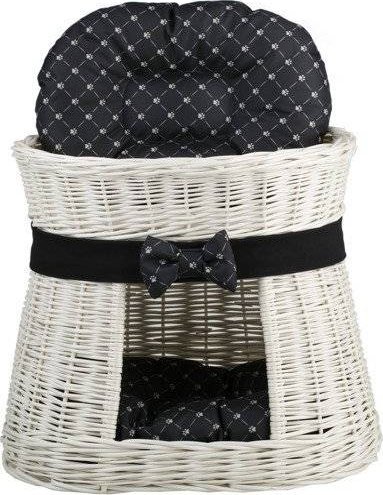 WickerPL CARI BUDA DLA KOTA LEŻAK DLA ZWIERZĄT DOMEK DLA KOTA Z WIKLINY PIĘTROWY Z PODUSZKAMI 50X40 H45 CM