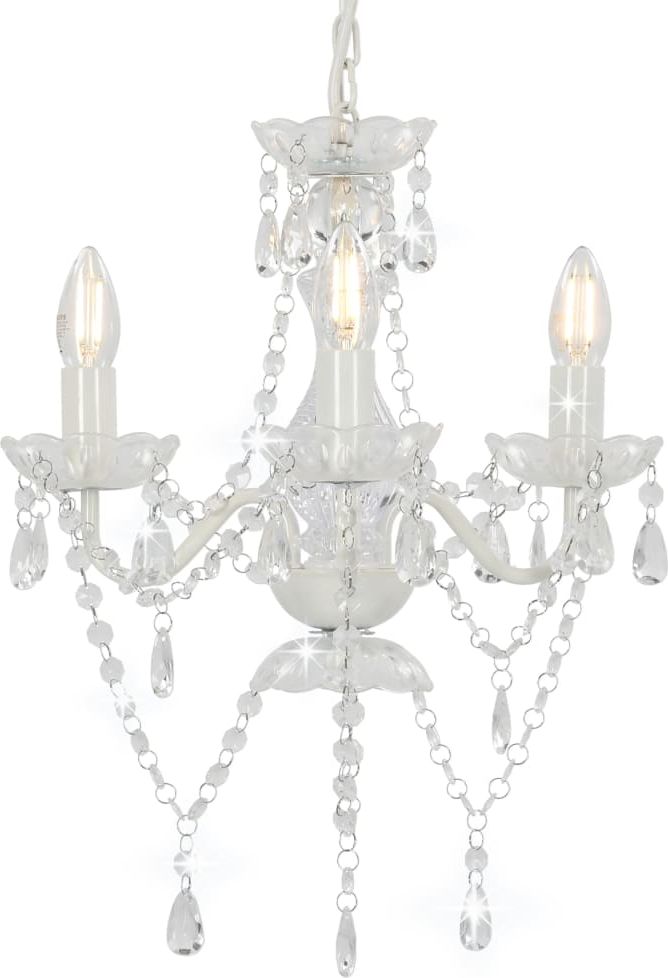 Lampa wisząca Lumes Biały kryształowy żyrandol świecznik - EX95-Zeus