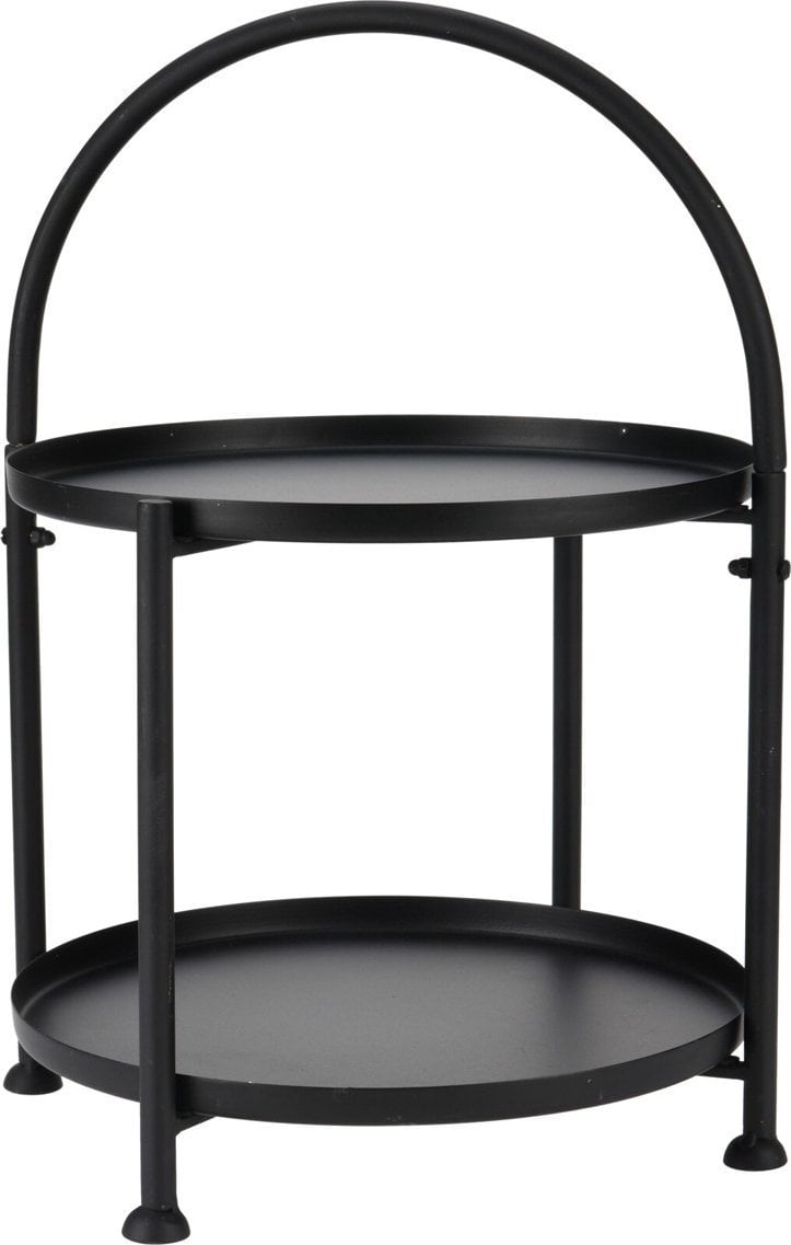 Home Styling Collection Loftowy stolik kawowy okrągły z uchwytem, metalowy, 34 x 45,5 cm