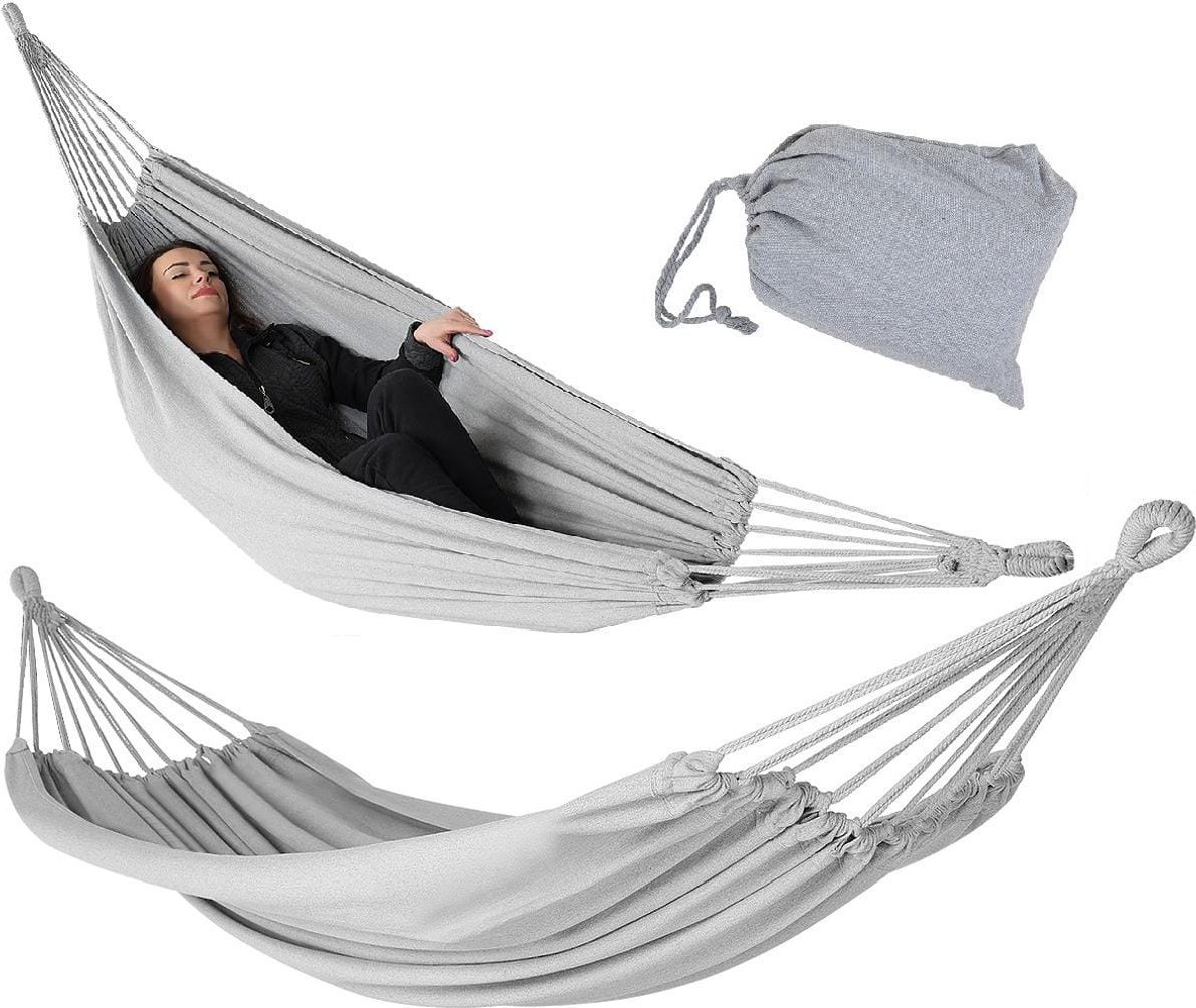 HAMAK OGRODOWY 1 OSOBOWY 200X100CM Z POKROWCEM SZARY 1065434