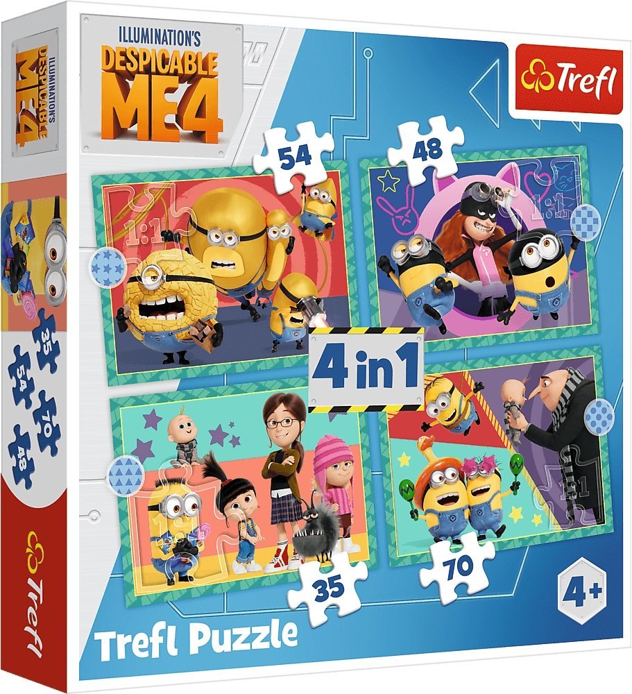 Trefl Puzzle 4w1 Zwariowane Minionki - łącznie 207 elementów (34648)
