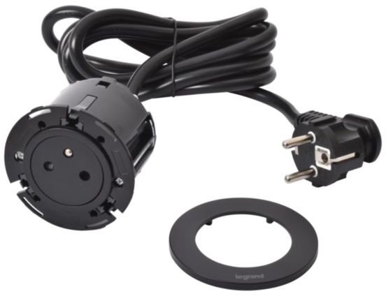 INCARA Gniazdo meblowe DISQ 60 2p+z 2,0 m czarny 654721