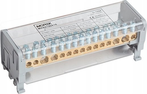 MOREK Blok dystrybucyjno-rozdzielczy MOBLOCK 2-polowy 1000V 125A -15 2x35 + 2x25 + 11x6mm² TS35 MAB2126A18