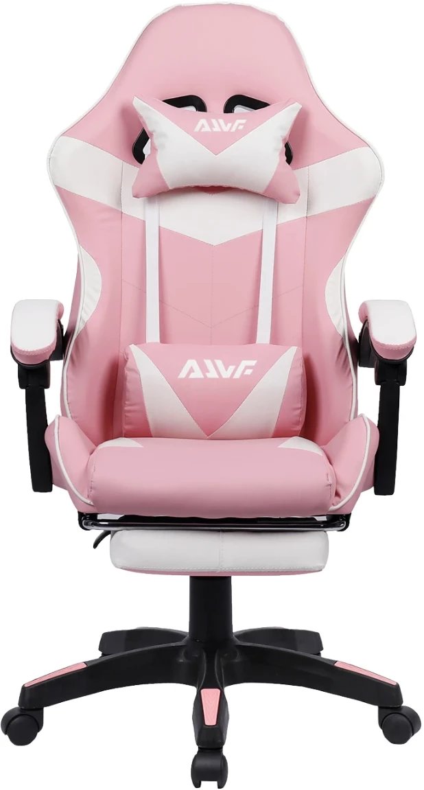 Fotel dla gracza gamingowy z podnókiem biao-róowy Sienna