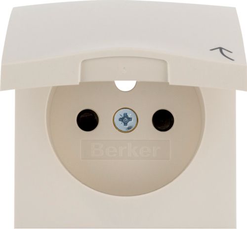 Hager Płytka czołowa gniazda z/u z pokrywą z przesłonami kremowy (3965838992)